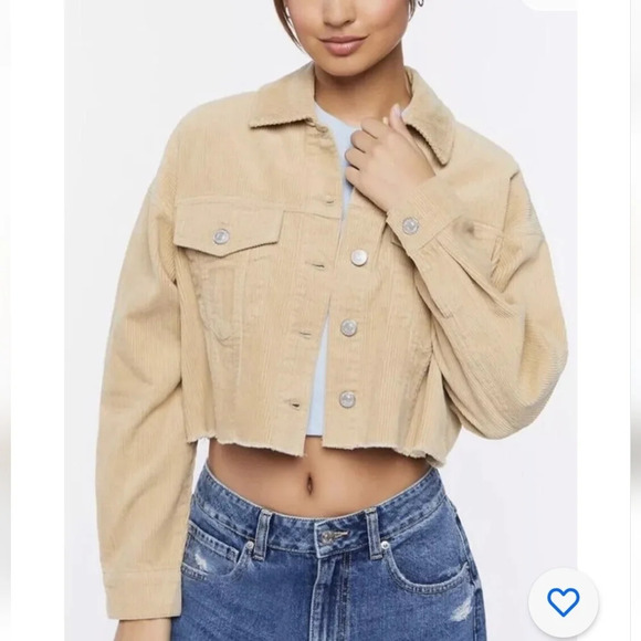 Zara off white raw hem corduroy  oversized jean jacket SZ M - Picture 1 of 8